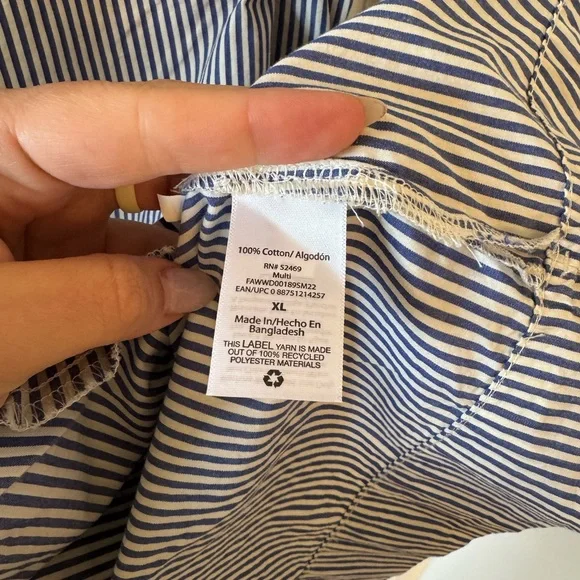 Striped Blue and White Mini Shift Dress - Picture 6 of 6